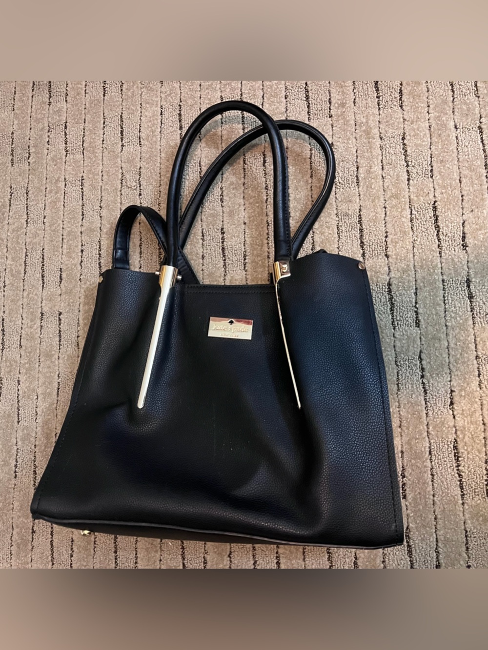 Kate Spade Black Women's Structured Tote Bag with Gold Accents